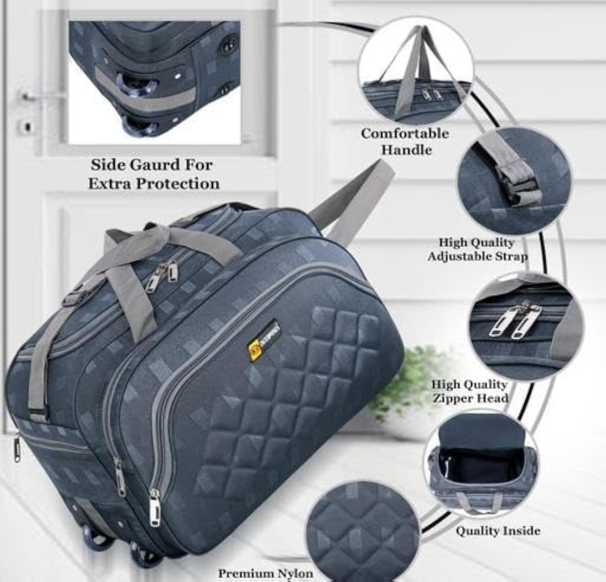 45L Expandable Waterproof Polyester Travel Duffel Bag with Wheels